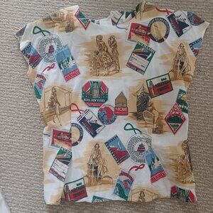 Vintage Hamil hills hotel tags fabric handmade top M